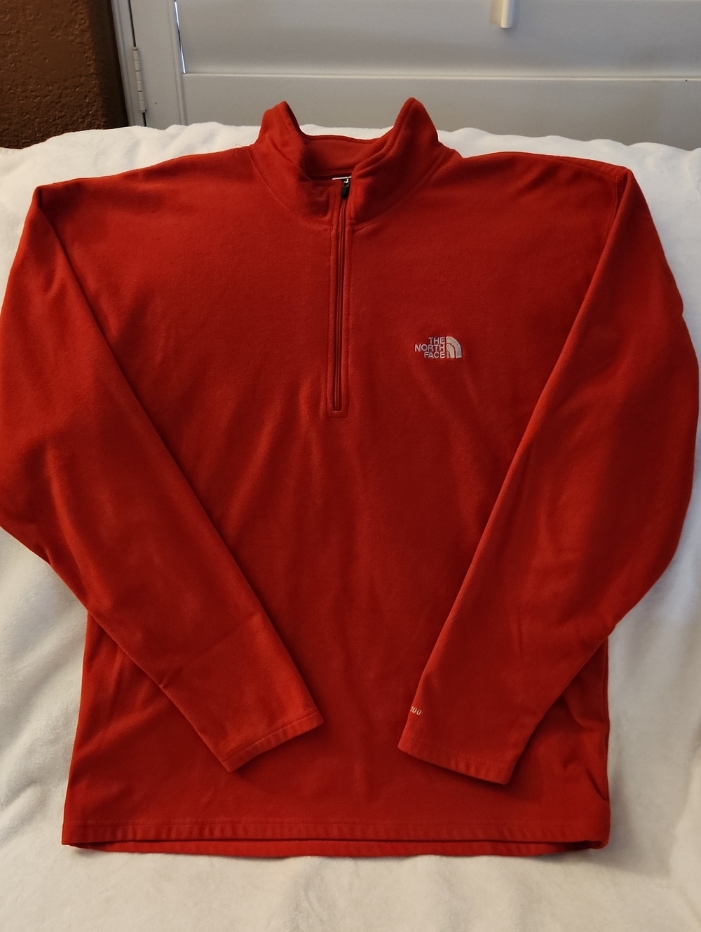 The North Face Bright Red/Orange Quarter-Zip Fleece Mens Large